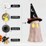 Halloween Decor Indoor, Set Of 3 Ceramic Ghosts With Witch Hats, Cute Spooky Ghost Figurines For Mantel, Shelf & Tabletop Decor, Halloween Decorations - Image 2