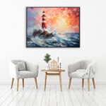 Handmade Oil Painting Canvas Wall Art Decoration Modern Abstract Lighthouse Landscape For Home Decor Rolled Frameless Unstretched Painting - Image 5