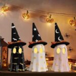 Halloween Decor Indoor, Set Of 3 Ceramic Ghosts With Witch Hats, Cute Spooky Ghost Figurines For Mantel, Shelf & Tabletop Decor, Halloween Decorations - Image 6