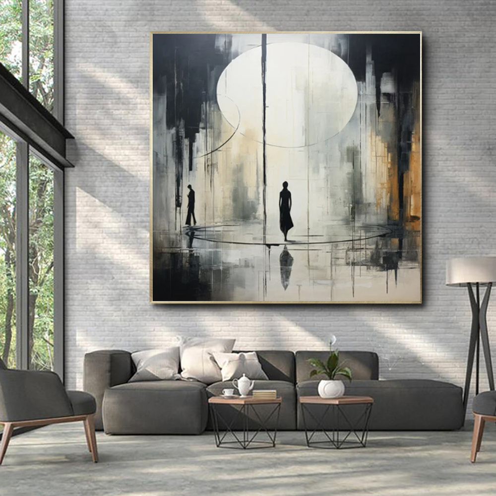 e4cd3a6d-2ff1-4267-8cec-74a9202708fa.jpg Handmade Oil Painting Canvas Wall Art Decoration Black And White Abstract Artwork Medieval Black Neoclassicism Wall Decor Street For Home Office Decor - Image 1