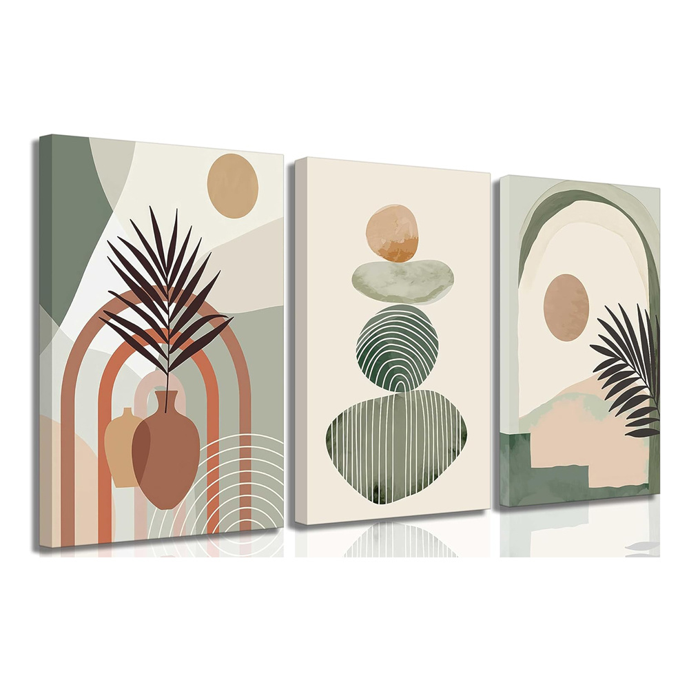 f58e10d3-d627-4510-93e8-719c806136aa.jpg 3 Pcs Boho Art Wall Decor Canvas Wall Art Decor Stretched And Framed Ready To Hang Size 12 X 16in - Image 1